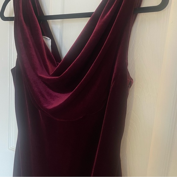 Velvet Wine Drape Neck Gown - Picture 2 of 4